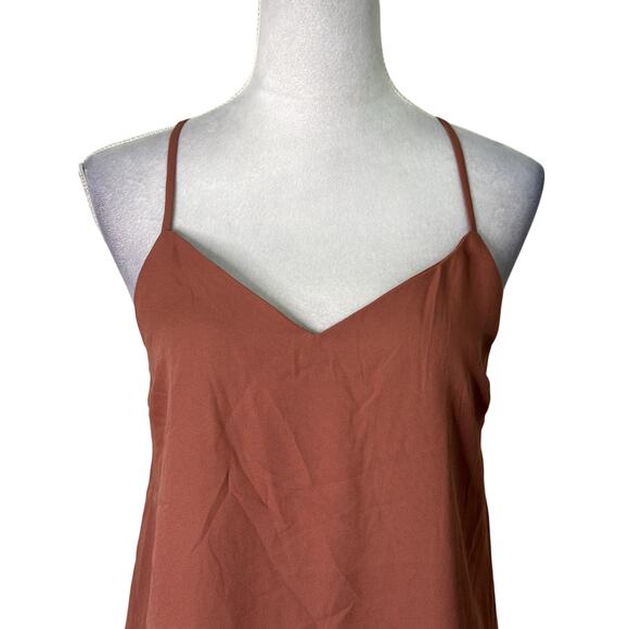 Lush Sleeveless Lace Top Trimmed Back Cami Lightweight Burnt Orange W Small NWT - Picture 3 of 11